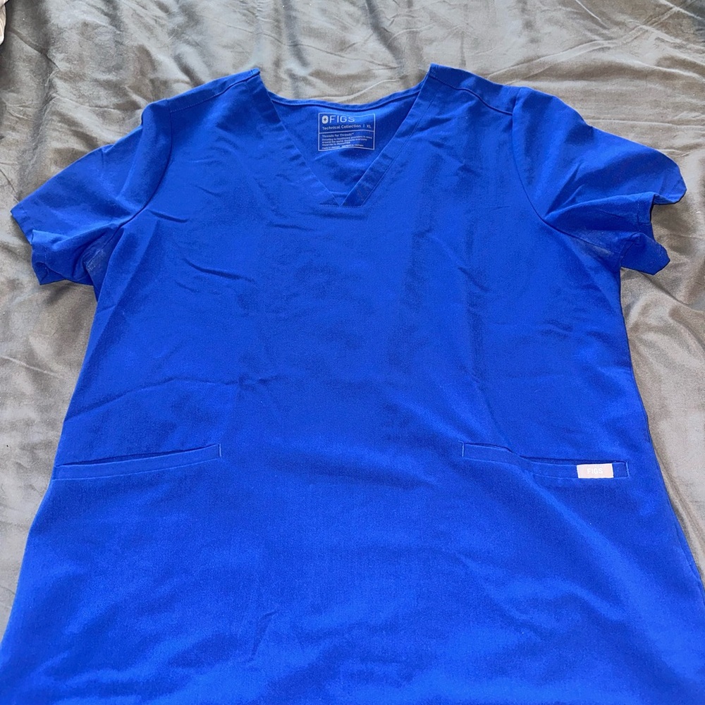 Figs Royal Blue V-Neck Scrub Top